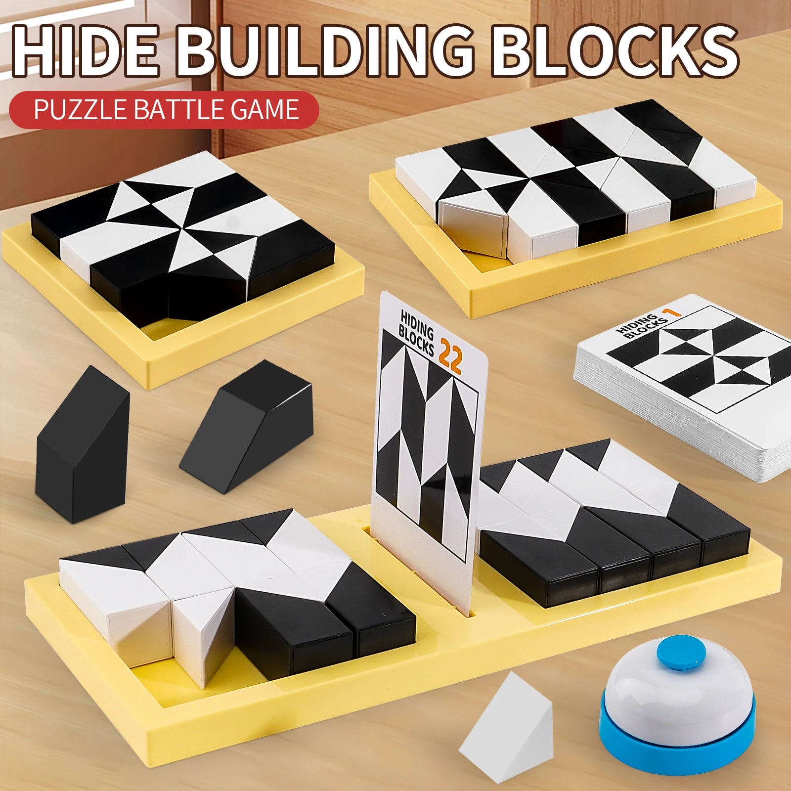 Black White  Block Puzzle DIY Brain Teaser Toy for Kids