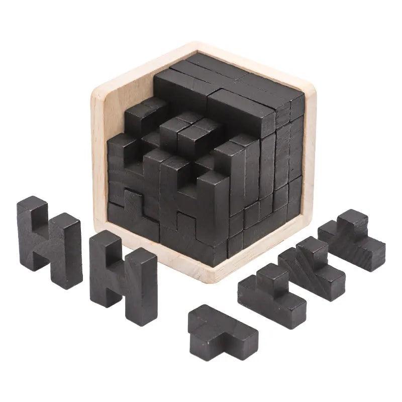 3D Wooden Puzzle Cube Set – 54 pcs
