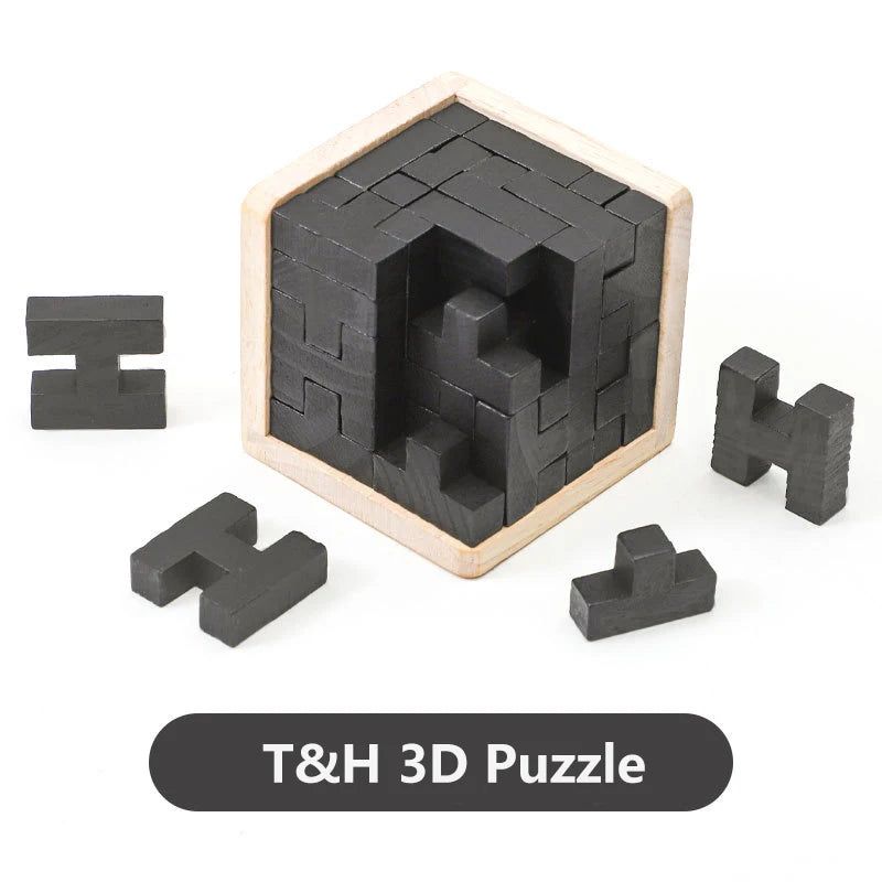 3D Wooden Puzzle Cube Set – 54 pcs