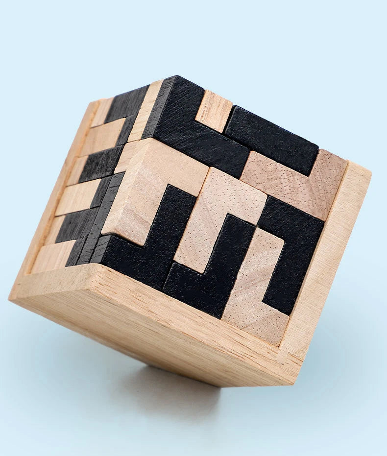3D Wooden Puzzle Cube Set – 54 pcs