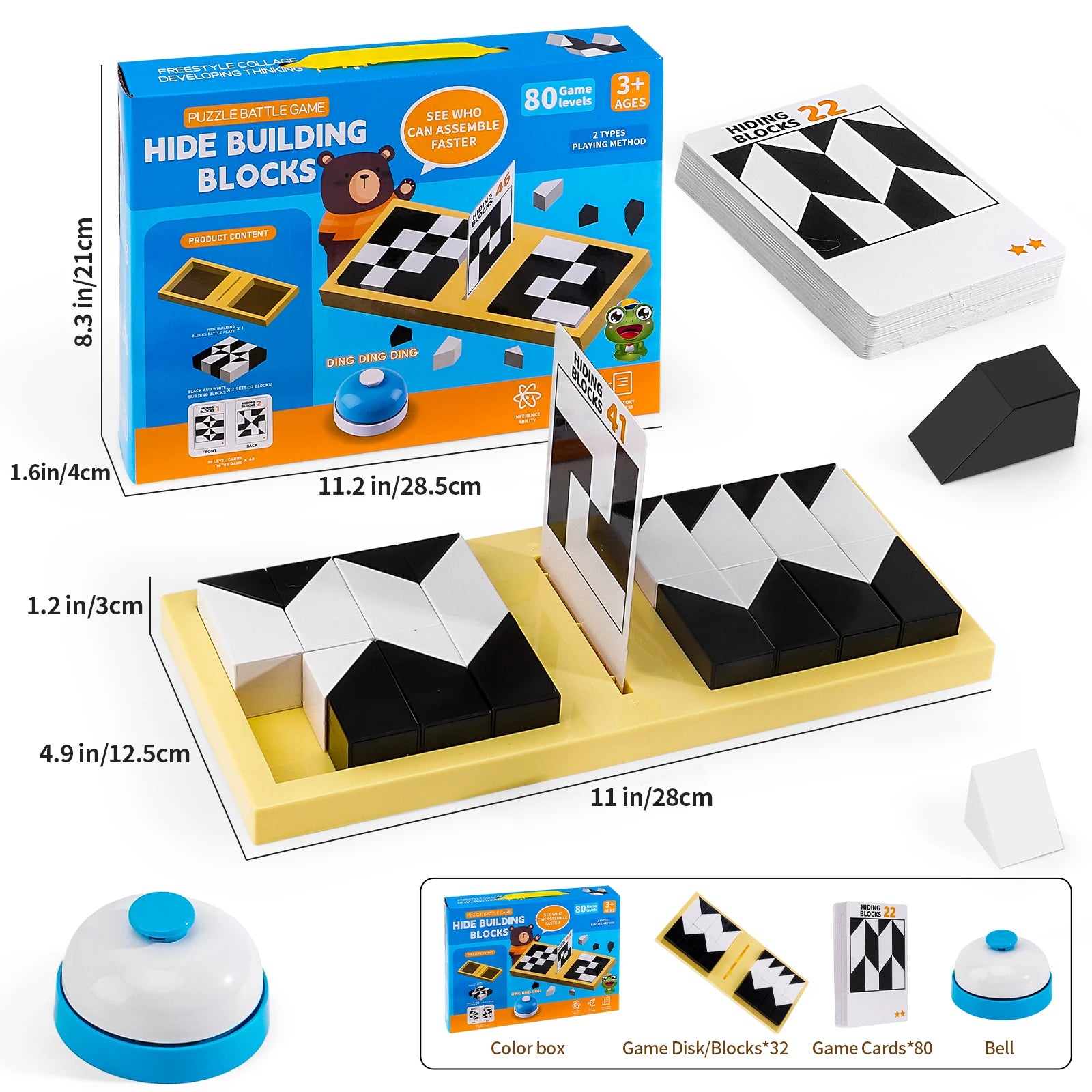 Black White  Block Puzzle DIY Brain Teaser Toy for Kids