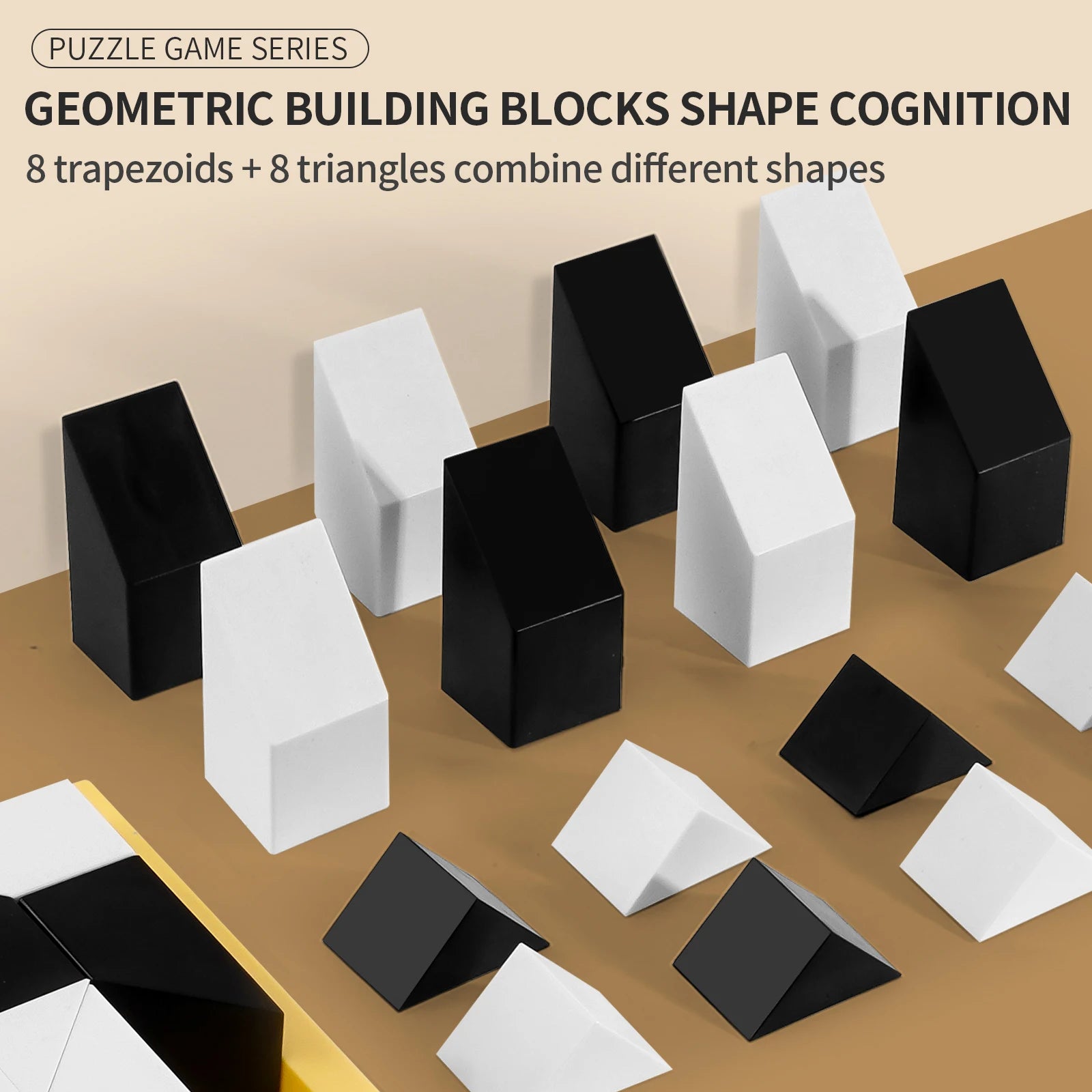 Black White  Block Puzzle DIY Brain Teaser Toy for Kids