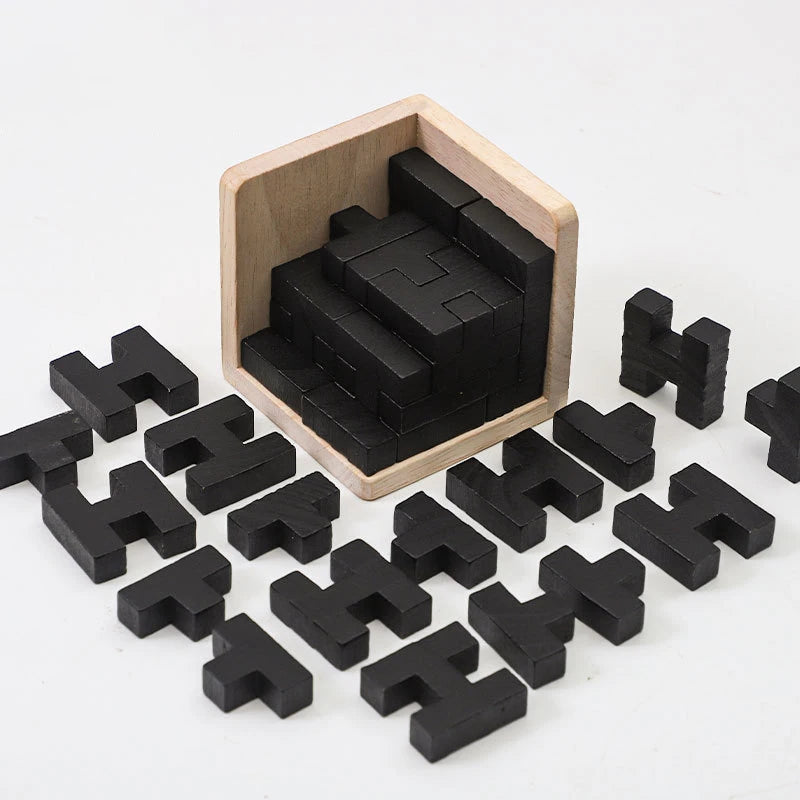 3D Wooden Puzzle Cube Set – 54 pcs